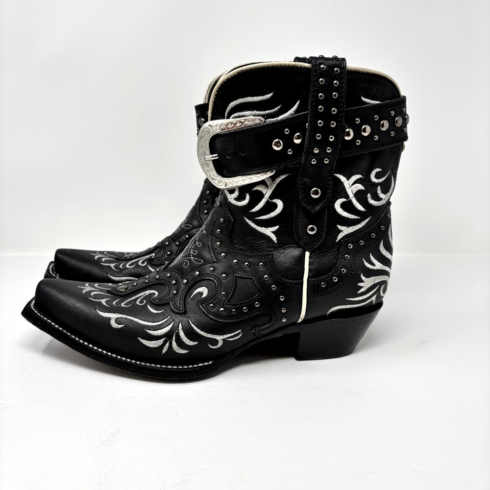 J.B. DILLON RESERVE Embroidered Buckle Western Cowboy Boots Size 9 1/2